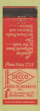 Matchbook Cover - Decco James Decker Ice Cream Dairy Equipment Baltimore MD WEAR