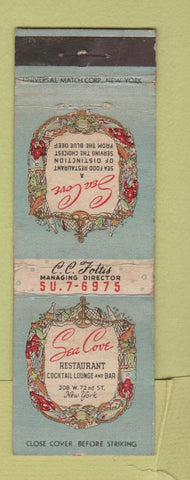 Matchbook Cover - Sea Cove Restaurant New York City