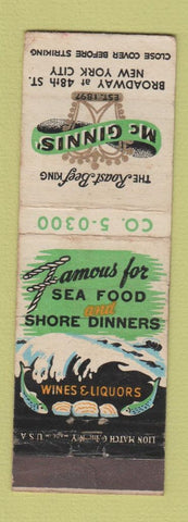 Matchbook Cover - McGinnis' Roast Beef New York City