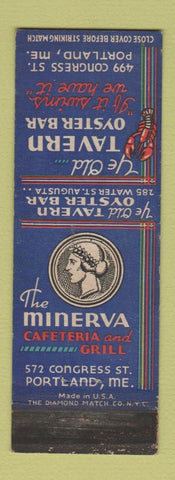 Matchbook Cover - Ye Old Tavern Portalnd ME Minerva Cafeteria WEAR