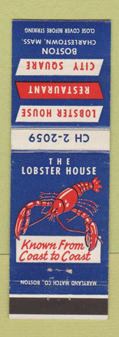 Matchbook Cover - Lobster House Restaurant Charlestown MA lobster
