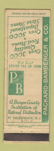 Matchbook Cover - Packard Bamberger Department Store Hackensack NJ WORN