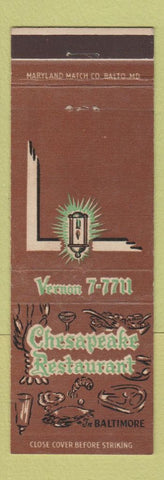 Matchbook Cover - Chesapeake Restaurant Baltimore MD