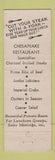 Matchbook Cover - Chesapeake Restaurant Baltimore MD