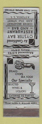 Matchbook Cover - Oyster Bay Restaurant Astoria LI NY