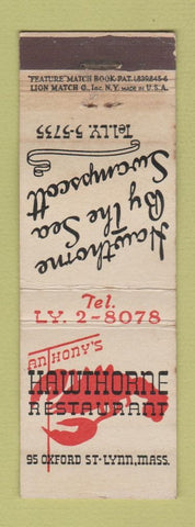 Matchbook Cover - Anthony's Hawthorne Restaurant Lynn MA lobster feature WEAR