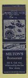 Matchbook Cover - Milton's Restaurant Wildwood NJ WEAR