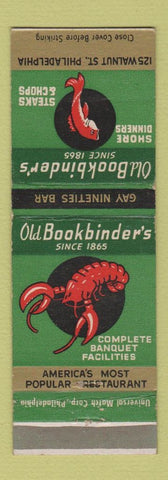 Matchbook Cover - Old Bookbinder's Seafood Philadelphia PA lobster
