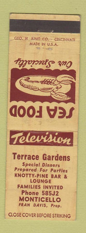 Matchbook Cover - Terrace Gardens Monticello OH? KY?