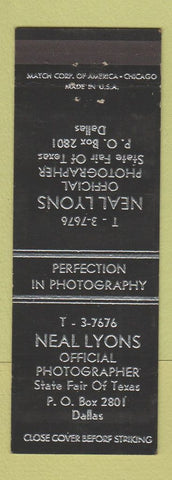 Matchbook Cover - Neal Lyons Photographer Dallas TX State Fair