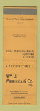 Matchbook Cover - Wm Mericka Investments Cleveland OH WEAR