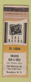 Matchbook Cover - Melrose Bar Grill Brooklyn NY