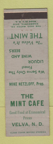 Matchbook Cover - Mint Cafe Velva ND Netzloff WEAR