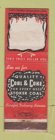 Matchbook Cover - Quality Coal Coke Stock Graphic WEAR