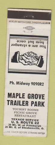 Matchbook Cover - Maple Grove Trailer Park Texaco oil gas OH?