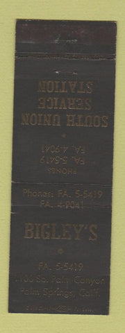 Matchbook Cover - Bigley's South Union oil gas Palm Springs CA