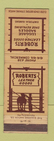 Matchbook Cover - Roberts Leather Goods Emporia KS saddles