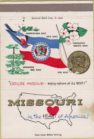 Matchbook Cover - State of Missouri Tourism WORN 40 Strike
