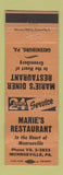 Matchbook Cover - Marie's Diner Restaurant Monroeville PA Greensburg WEAR