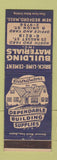 Matchbook Cover - Building Materials Inc New Bedford MA cement brick lime