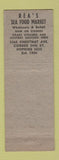 Matchbook Cover - Ria's Seafood Baltimore MD