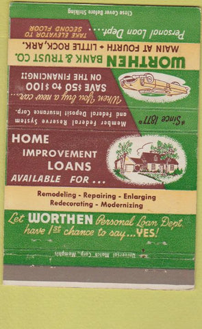 Matchbook Cover - Worthen Bank Trust Little Rock AR 40 Strike