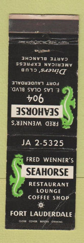Matchbook Cover - Fred Wenner's Seahorse Fort Lauderdale FL CREASE