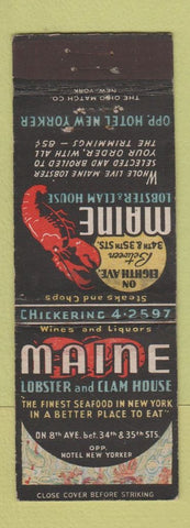 Matchbook Cover - Maine Lobster & Clam House New York City