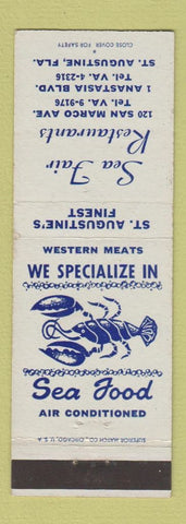 Matchbook Cover - Sea Fair Restaurant St Augustine FL lobster