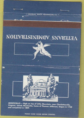 Matchbook Cover - Veterans Administration Monticello  40 Strike