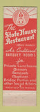 Matchbook Cover - State House Restaurant Philadelphia PA lobster