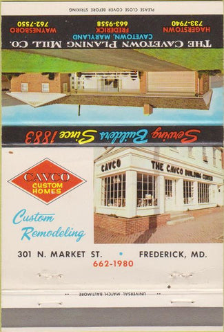 Matchbook Cover - Cavetown Planing Mill Frederick Waynesboro MD 40 Strike