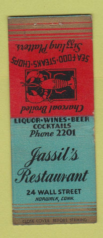 Matchbook Cover - Jassil's Restaurant Norwalk CT BOBTAIL WEAR