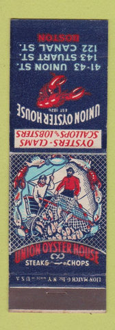 Matchbook Cover - Union Oyster House Boston MA lobster fishermen