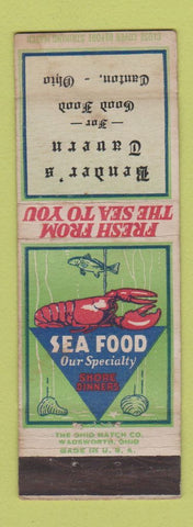 Matchbook Cover - Bender's Tavern Canton OH lobster WEAR