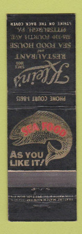Matchbook Cover - Klein's Restaurant Seafood Pittsburgh PA fish feature