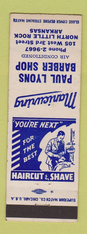 Matchbook Cover - Paul Lyons Barber Shop North Little Rock AR