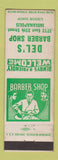 Matchbook Cover - Del's Barber Shop Indianapolis IN