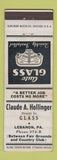 Matchbook Cover - Claude Hollinger Glass Lebanon PA