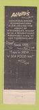 Matchbook Cover - Alioto's No. 8 Fisherman's Wharf San Francisco CA