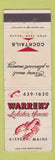 Matchbook Cover - Warren's Lobster House Kittery ME