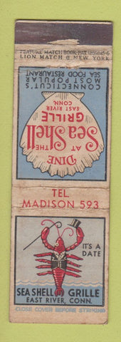 Matchbook Cover - Sea Shell Grille East River CT feature lobster WORN