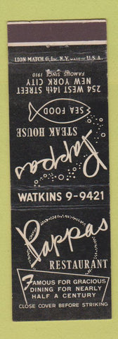 Matchbook Cover - Pappas Steak House Restaurant New York City