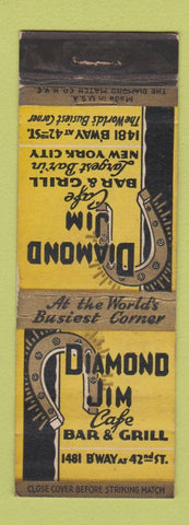 Matchbook Cover - Diamond Jim Cafe Bar New York City WEAR
