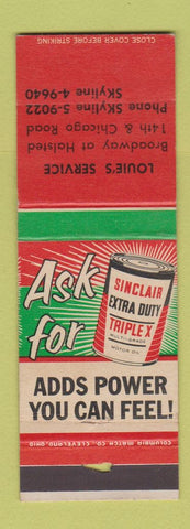 Matchbook Cover - Sinclair oil gas Louie's Chicago IL Extra Duty Triple X