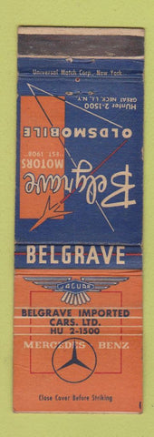 Matchbook Cover - Belgrave Oldmobile Mercedes Benz Jaguar Great Neck LI NY WEAR