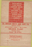 Matchbook Cover - Golden Brick Co Denver CO Golden CO 40 Strike