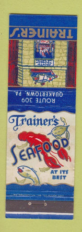 Matchbook Cover - Trainer's Seafood Restaurant Quakertown PA lobster