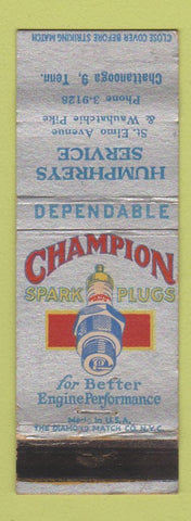 Matchbook Cover - Champion Spark Plugs Humphreys Chattanooga TN