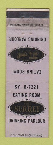 Matchbook Cover - Surrey Restaurant Wilmington DE WORN
